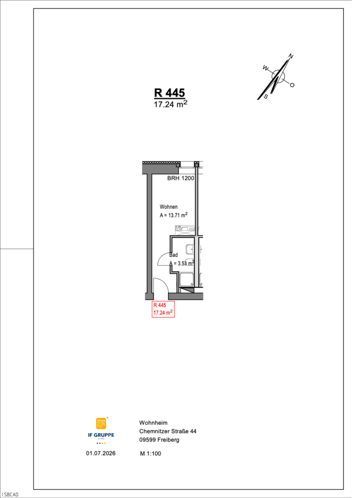 Grundriss Chemnitzer Straße 44 – Einheit 445